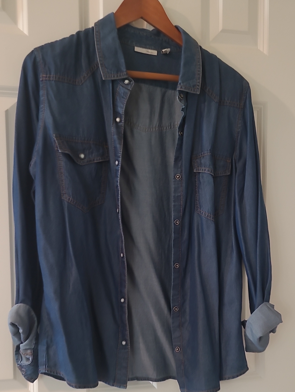 Halogen Blue Denim Button-Down Shirt